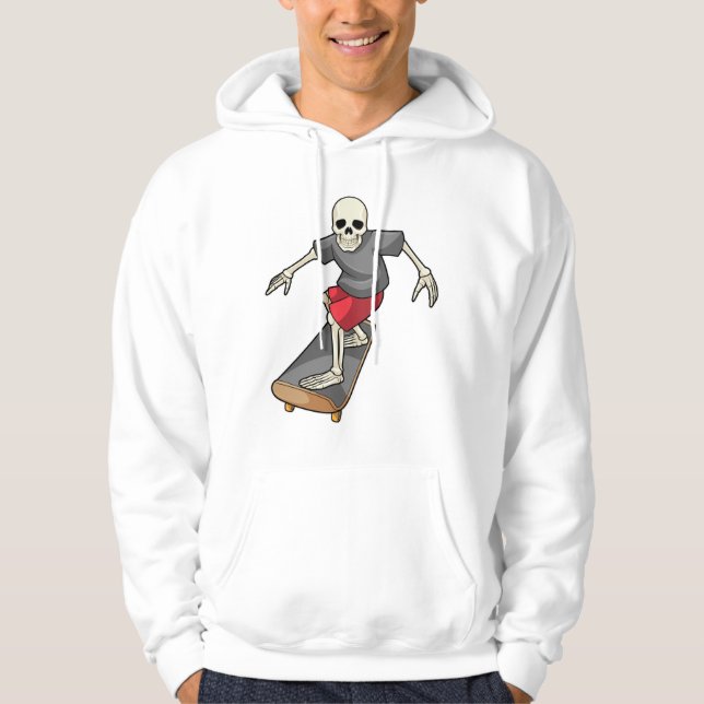 Skeleton som Skater med Skateboard Hoodie (Framsida)