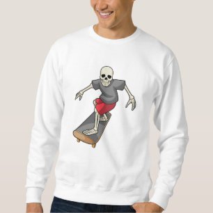 Skeleton som Skater med Skateboard Lång Ärmad Tröja