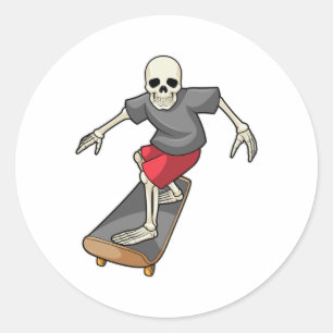 Skeleton som Skater med Skateboard Runt Klistermärke
