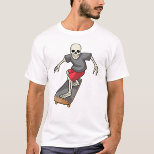 Skeleton som Skater med Skateboard T Shirt