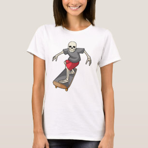 Skeleton som Skater med Skateboard T Shirt