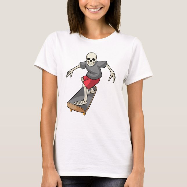 Skeleton som Skater med Skateboard T Shirt (Framsida)
