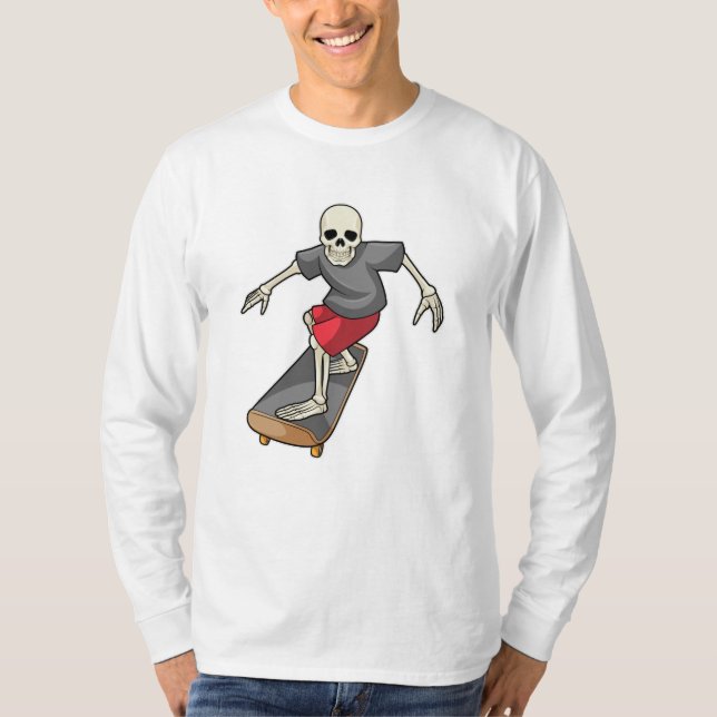 Skeleton som Skater med Skateboard T Shirt (Framsida)