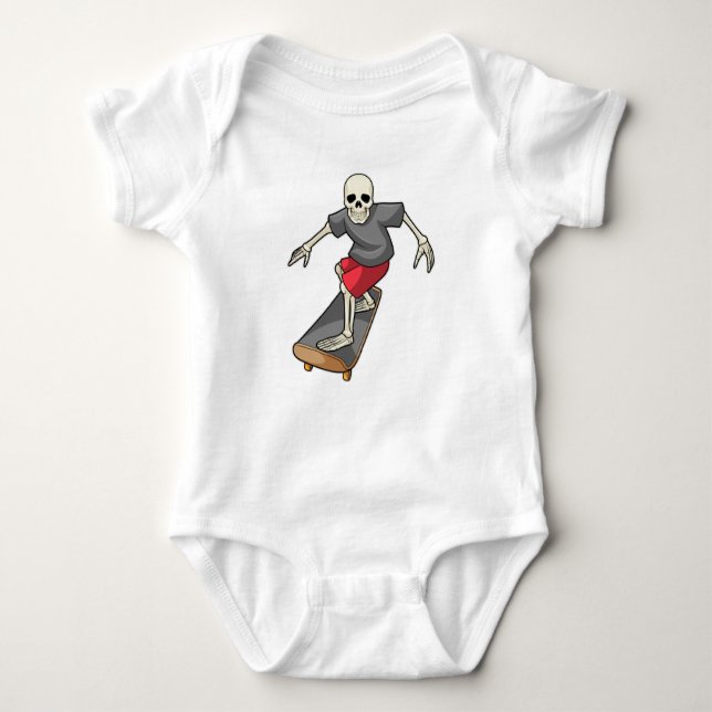 Skeleton som Skater med Skateboard T Shirt (Framsida)
