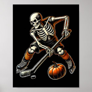 Skeleton som spelar ishockey  poster