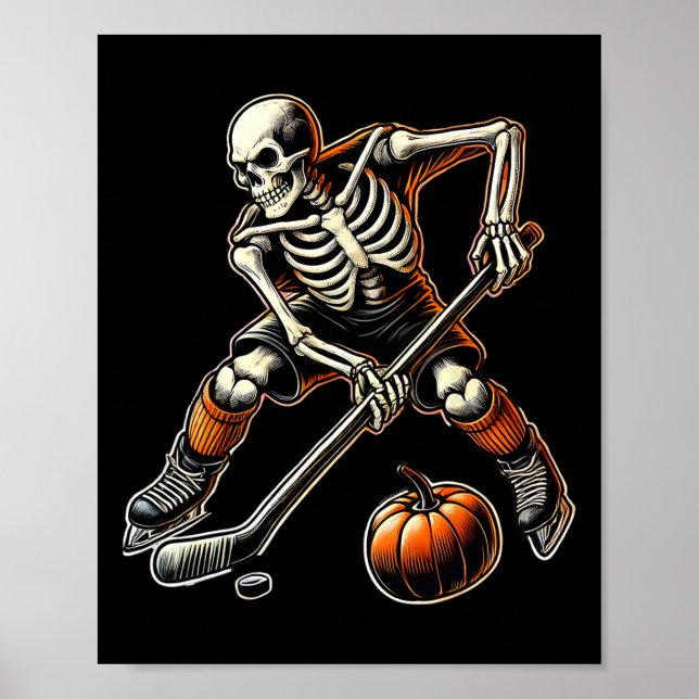 Skeleton som spelar ishockey  poster (Framsidan)