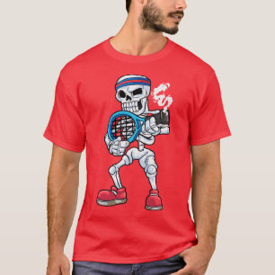 Skeleton som tennis-spelare med huvud t shirt