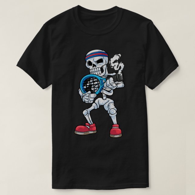 Skeleton som tennis-spelare med huvud t shirt (Design framsida)