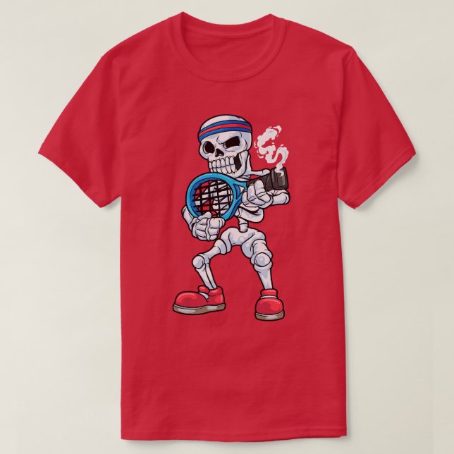 Skeleton som tennis-spelare med huvud t shirt (Design framsida)