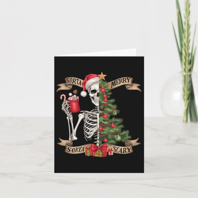 Skeleton Sorta Merry Sorta Scary T Kort (Framsida)