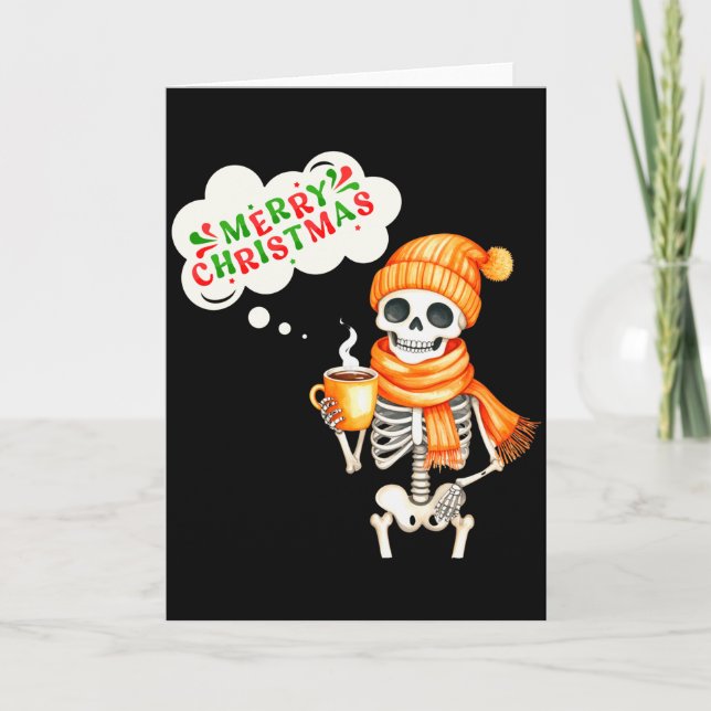 Skeleton Speak Merry Christmas Waer F And Hold Cof Kort (Framsida)