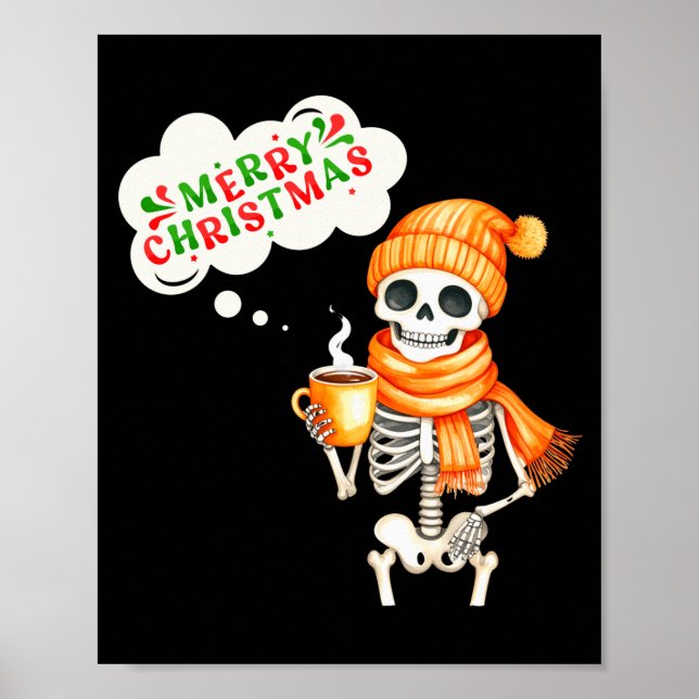 Skeleton Speak Merry Christmas Waer F And Hold Cof Poster (Framsidan)