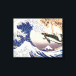 Skeleton-spektret vid den Underbara vågen Canvastryck<br><div class="desc">Unika kollages of The Underbar Wave by Katsushika Hokusai (1760-1849), and The Skeleton Specter by Utagawa Kuniyoshi (1798-1861).</div>