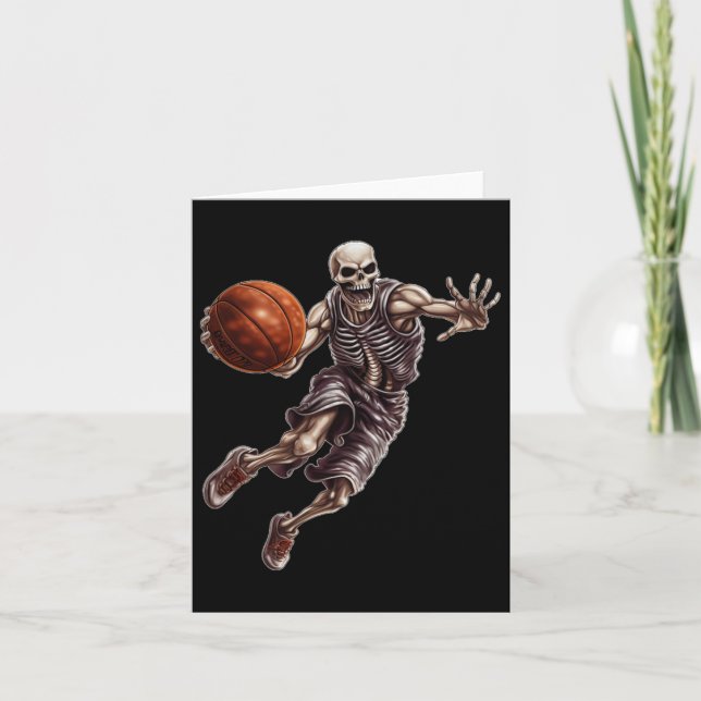 Skeleton Spela Sketll Coola Funny Halloween 1 Kort (Framsida)