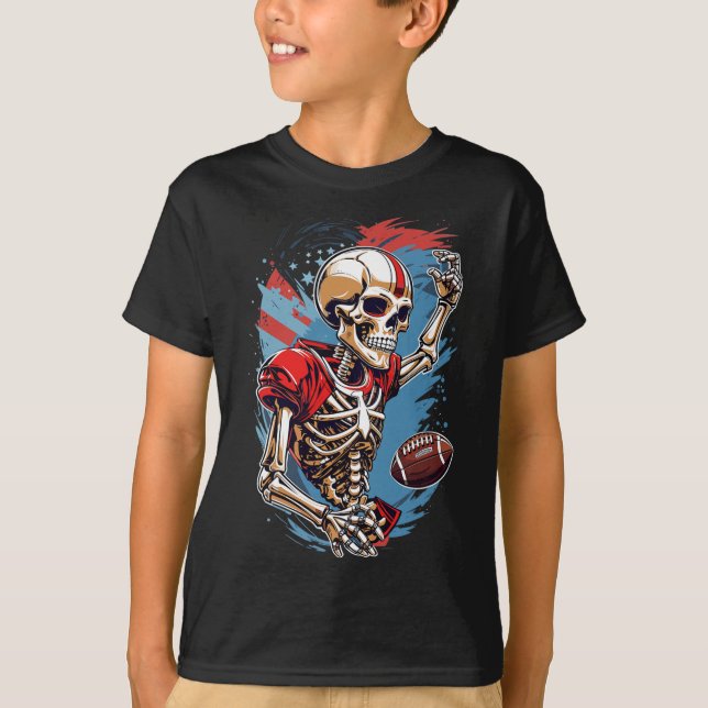 Skeleton Spelar American Footbyll Abstrakt Graphi T Shirt (Framsida)