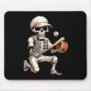 Skeleton spelar Baseball Halloween Skull Älskare Musmatta