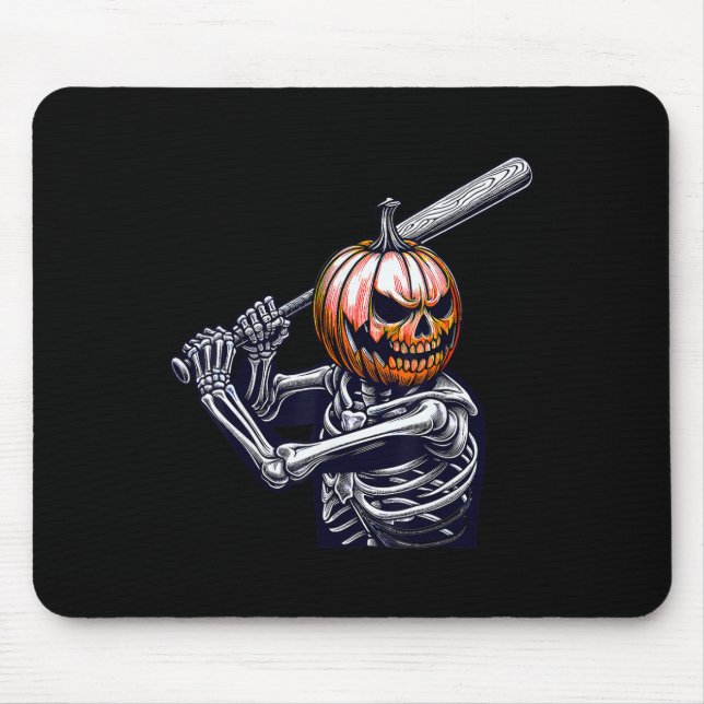 Skeleton spelar Baseball Player Halloween Musmatta (Framsidan)