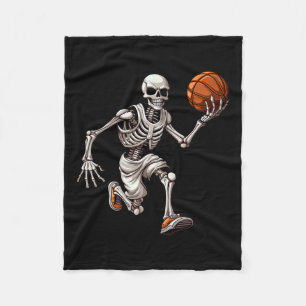Skeleton spelar basketball Halloween Skull Älskare Fleecefilt