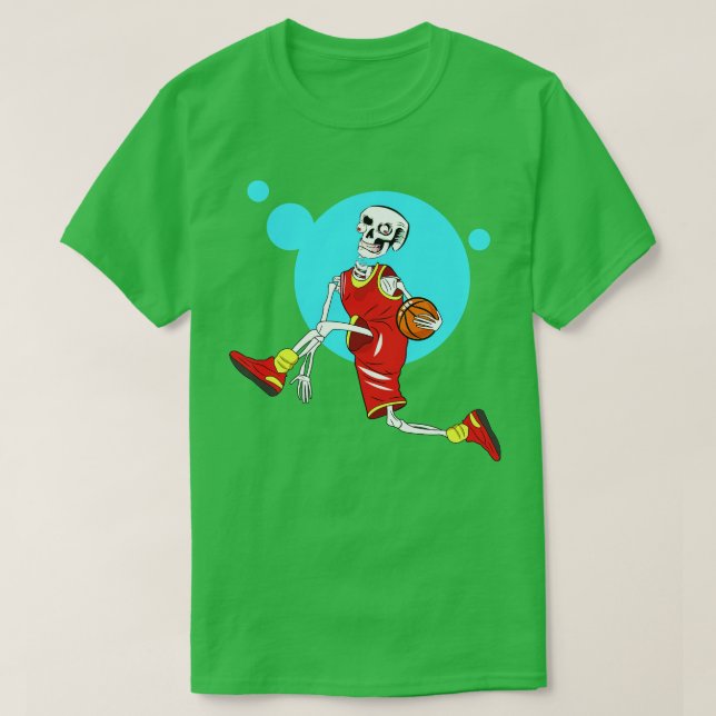 Skeleton spelar basketboll t shirt (Design framsida)