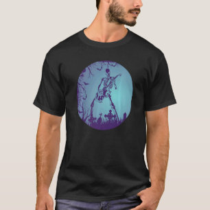 Skeleton spelar Electric Guitar Solo i Moonlit G T Shirt