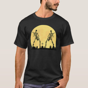 Skeleton spelar Electric Guitar Solo på Graveyard T Shirt
