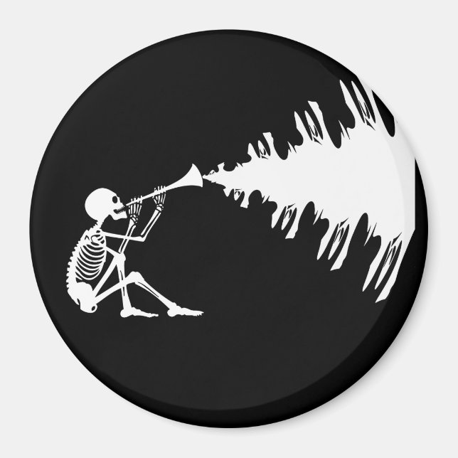 Skeleton spelar en horn Skapar Music Magnet (Framsidan)