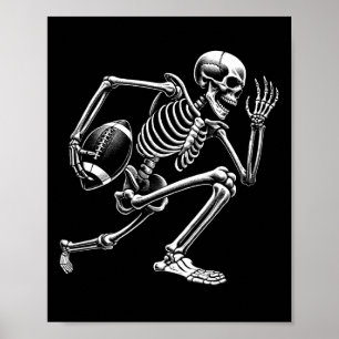 Skeleton spelar fotboll Halloween Skull Älskare Poster