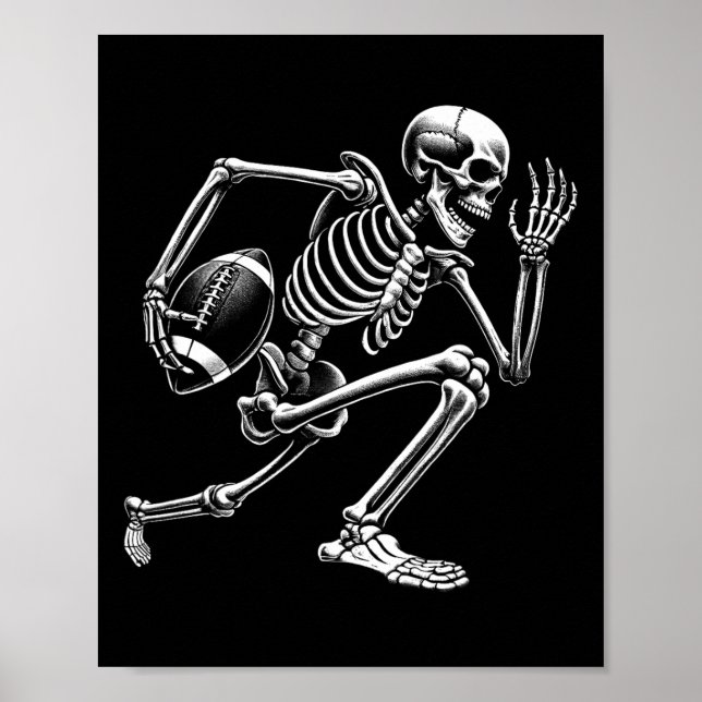 Skeleton spelar fotboll Halloween Skull Älskare Poster (Framsidan)