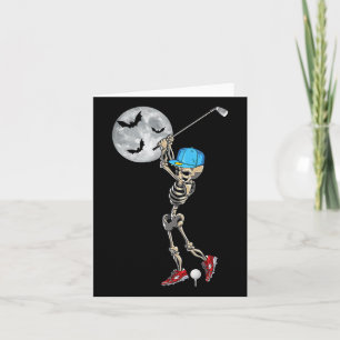 Skeleton spelar Golf Golfing Happy halloween Day Kort
