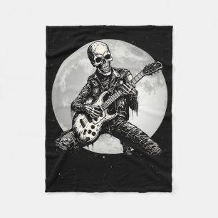 Skeleton Spelar Guitar Punk Rock musik Halloween Fleecefilt