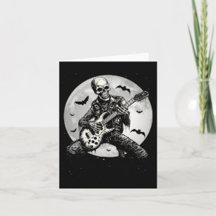 Skeleton Spelar Guitar Punk Rock musik Halloween Kort
