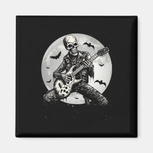 Skeleton Spelar Guitar Punk Rock musik Halloween Magnet