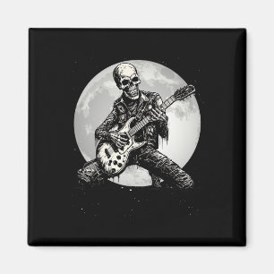 Skeleton Spelar Guitar Punk Rock musik Halloween Magnet