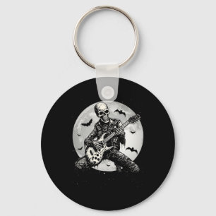 Skeleton Spelar Guitar Punk Rock musik Halloween Nyckelring