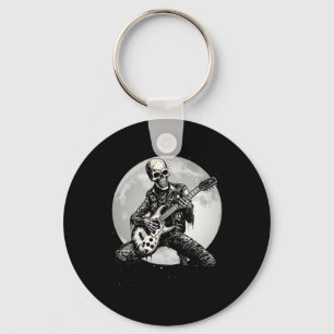 Skeleton Spelar Guitar Punk Rock musik Halloween Nyckelring