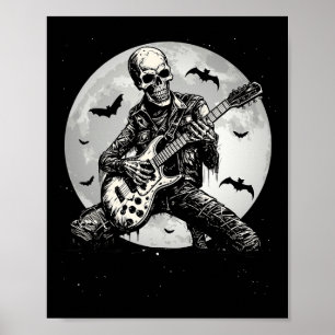 Skeleton Spelar Guitar Punk Rock musik Halloween Poster