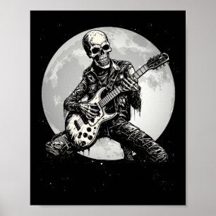Skeleton Spelar Guitar Punk Rock musik Halloween Poster
