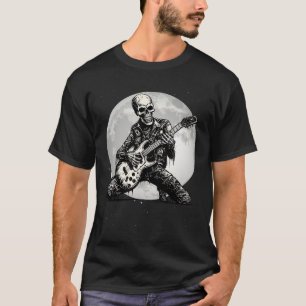 Skeleton Spelar Guitar Punk Rock musik Halloween T Shirt