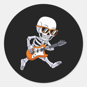 Skeleton spelar Guitar Rock and roll Boys Kids Runt Klistermärke
