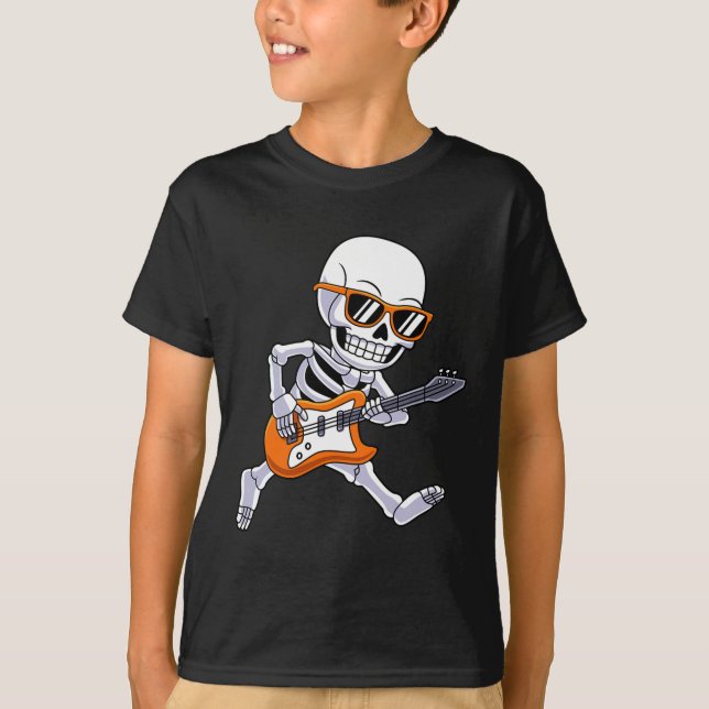Skeleton spelar Guitar Rock and roll Boys Kids T Shirt (Framsida)