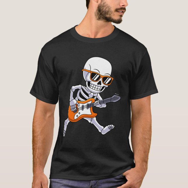 Skeleton spelar Guitar Rock and roll Boys Kids T Shirt (Framsida)