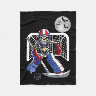 Skeleton spelar Ice Hockey Happy halloween Day Bo Fleecefilt