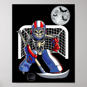 Skeleton spelar Ice Hockey Happy halloween Day Bo Poster