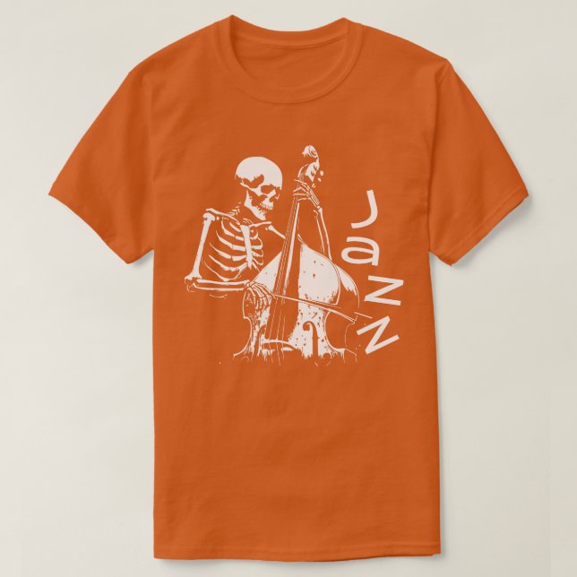 skeleton spelar jazz-musik t shirt (Design framsida)