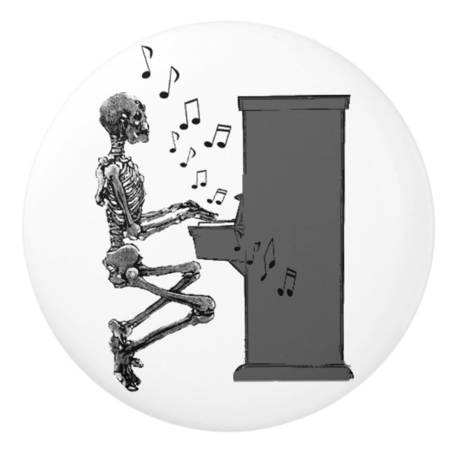 Skeleton spelar Piano Music Funny Knopp (Framsidan)