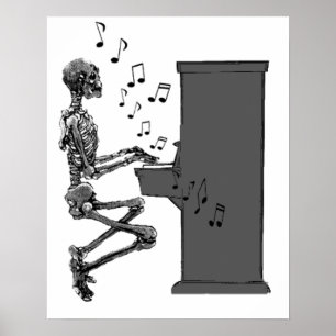 Skeleton spelar Piano Music Funny Poster