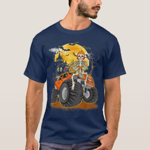 Skeleton spelar spelet Funny Monster Lastbil Hallo T Shirt