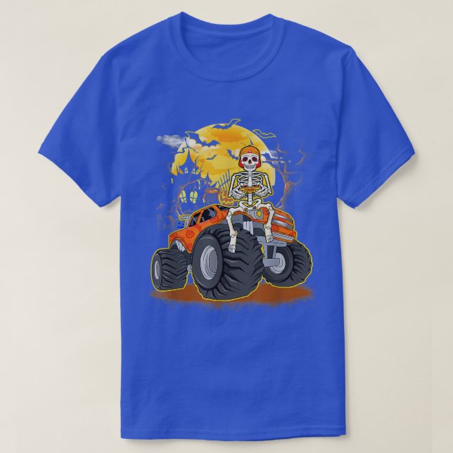 Skeleton spelar spelet Monster Lastbil Funny Hallo T Shirt (Design framsida)