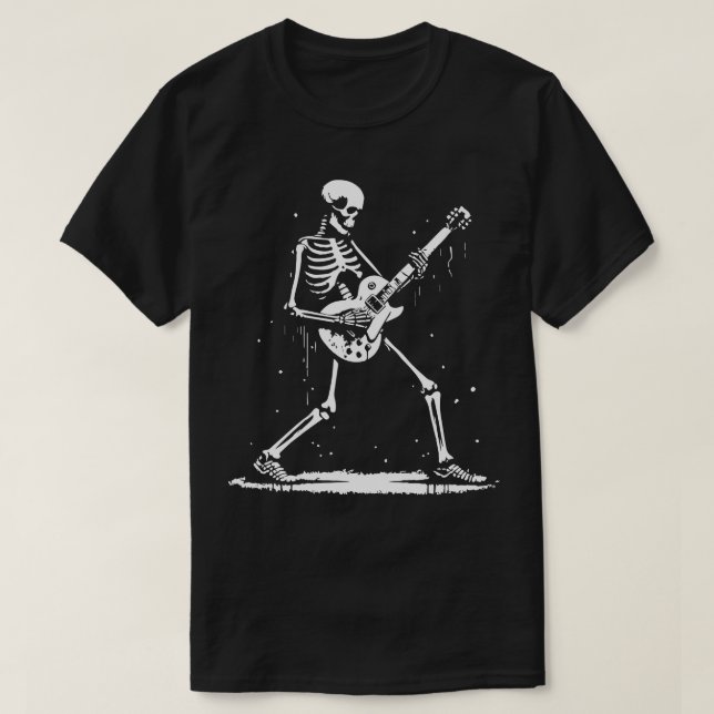 Skeleton spelar sten i rullen t shirt (Design framsida)