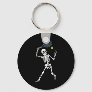 Skeleton spelar Tennis Älskare Spooky Halloween Pl Nyckelring